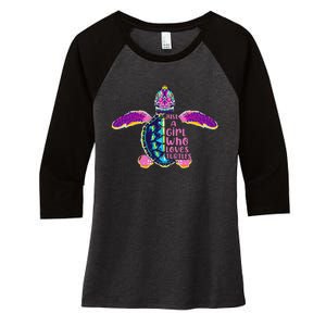 Just A Who Loves Sea Turtles Women's Tri-Blend 3/4-Sleeve Raglan Shirt