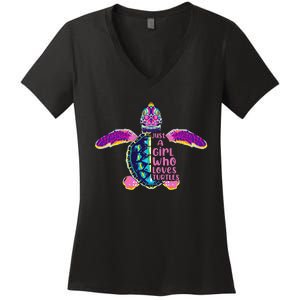 Just A Who Loves Sea Turtles Women's V-Neck T-Shirt