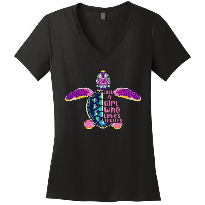 Just A Who Loves Sea Turtles Women's V-Neck T-Shirt