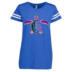 Just A Who Loves Sea Turtles Enza Ladies Jersey Football T-Shirt