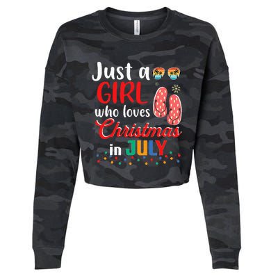 Just a Who Loves Christmas in July Summer Christmas Cropped Pullover Crew