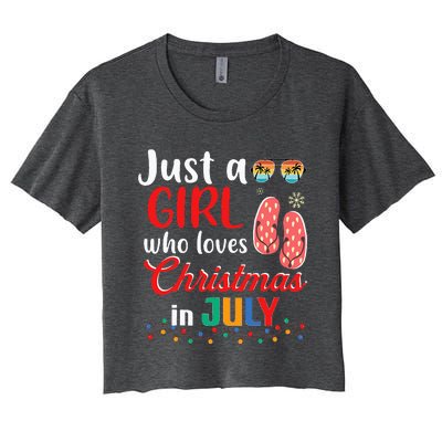 Just a Who Loves Christmas in July Summer Christmas Women's Crop Top Tee