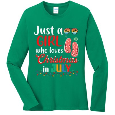 Just a Who Loves Christmas in July Summer Christmas Ladies Long Sleeve Shirt