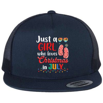 Just a Who Loves Christmas in July Summer Christmas Flat Bill Trucker Hat