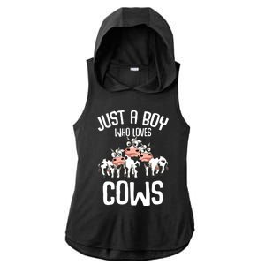 Just A Who Loves Cows Farmers Cow Ladies PosiCharge Tri-Blend Wicking Draft Hoodie Tank