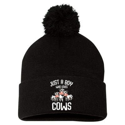 Just A Who Loves Cows Farmers Cow Pom Pom 12in Knit Beanie