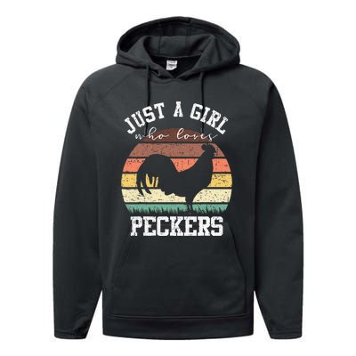 Just A Who Loves Peckers Funny Chicken Farmer Lover Performance Fleece Hoodie