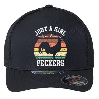 Just A Who Loves Peckers Funny Chicken Farmer Lover Flexfit Unipanel Trucker Cap