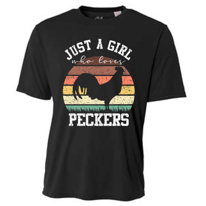 Just A Who Loves Peckers Funny Chicken Farmer Lover Cooling Performance Crew T-Shirt