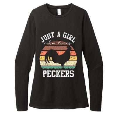 Just A Who Loves Peckers Funny Chicken Farmer Lover Womens CVC Long Sleeve Shirt