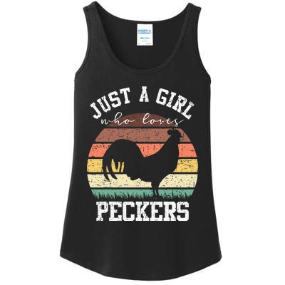 Just A Who Loves Peckers Funny Chicken Farmer Lover Ladies Essential Tank