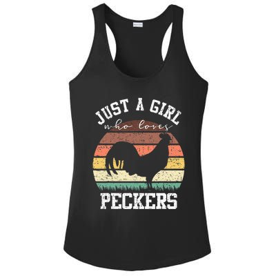 Just A Who Loves Peckers Funny Chicken Farmer Lover Ladies PosiCharge Competitor Racerback Tank