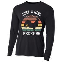 Just A Who Loves Peckers Funny Chicken Farmer Lover Cooling Performance Long Sleeve Crew