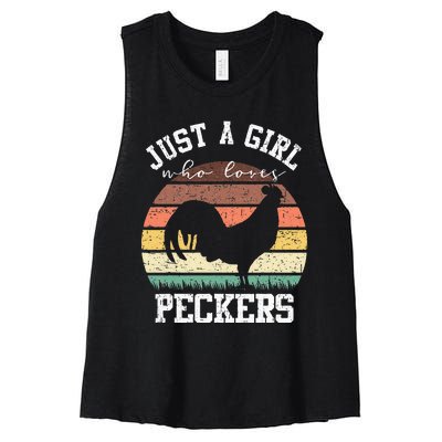 Just A Who Loves Peckers Funny Chicken Farmer Lover Women's Racerback Cropped Tank