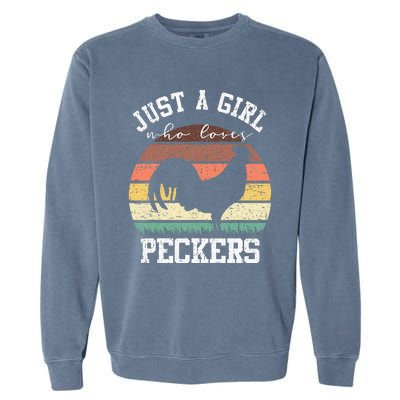 Just A Who Loves Peckers Funny Chicken Farmer Lover Garment-Dyed Sweatshirt