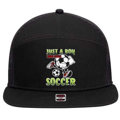 Just A  Who Loves Soccer 7 Panel Mesh Trucker Snapback Hat