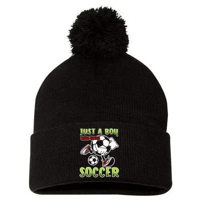 Just A  Who Loves Soccer Pom Pom 12in Knit Beanie