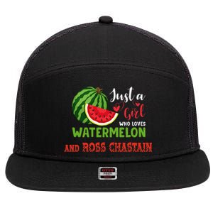 JUST A WHO LOVES WATERMELON AND ROSS CHASTAIN 7 Panel Mesh Trucker Snapback Hat