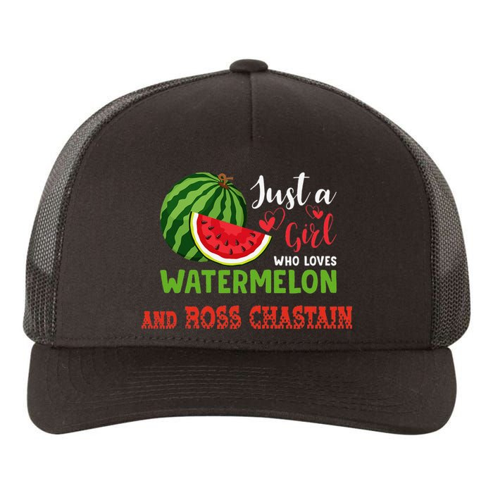 JUST A WHO LOVES WATERMELON AND ROSS CHASTAIN Yupoong Adult 5-Panel Trucker Hat