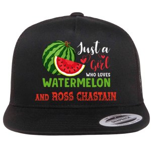 JUST A WHO LOVES WATERMELON AND ROSS CHASTAIN Flat Bill Trucker Hat