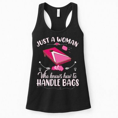 Just A Woman Who Knows How To Handle Bags Women Cornhole Womens Tank Top