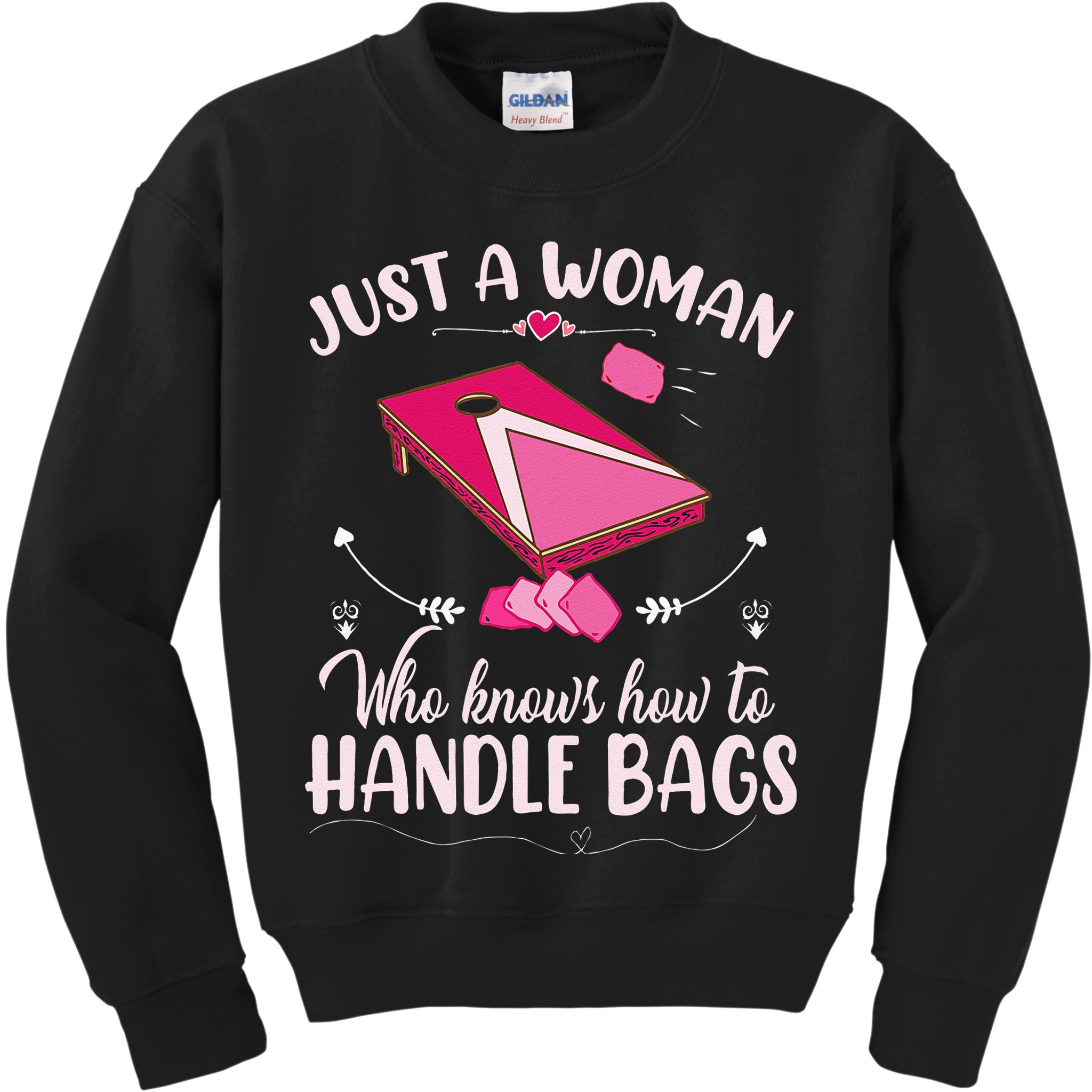 Just A Woman Who Knows How To Handle Bags Women Cornhole Kids Sweatshirt