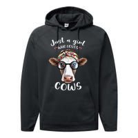 Just A Who Loves Cows funny Farmhouse Performance Fleece Hoodie