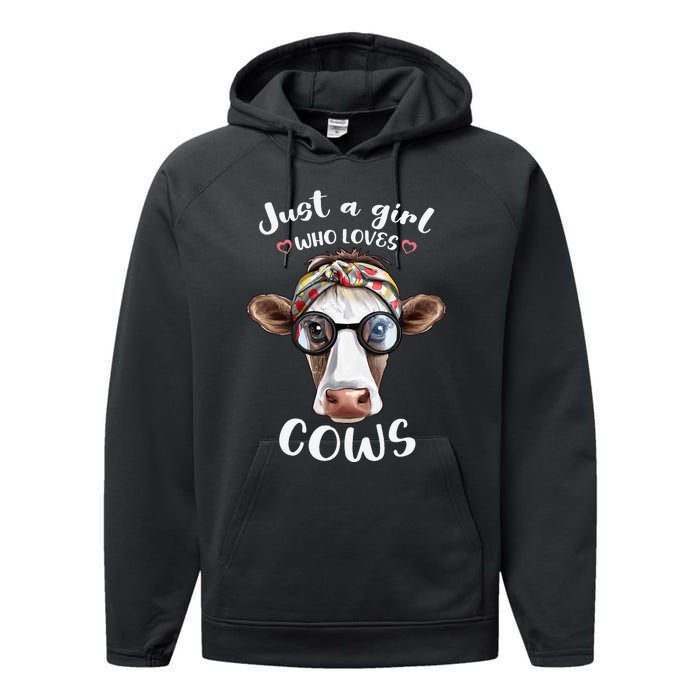 Just A Who Loves Cows funny Farmhouse Performance Fleece Hoodie