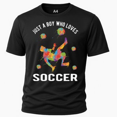 Just A  Who Loves Soccer Funny Cooling Performance Crew T-Shirt