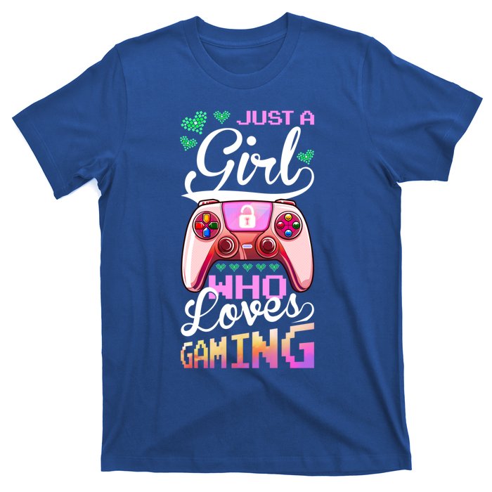 Just A Who Loves Gaming Video Game Birthday Gamer Cute Gift T-Shirt