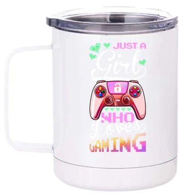 Just A Who Loves Gaming Video Game Birthday Gamer Cute Gift 12 oz Stainless Steel Tumbler Cup