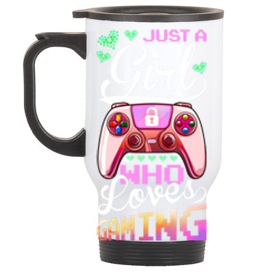 Just A Who Loves Gaming Video Game Birthday Gamer Cute Gift Stainless Steel Travel Mug