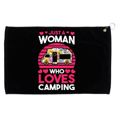 Just A Women Who Loves Camping Grommeted Golf Towel