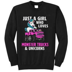 Just A Who Loves Monster Trucks And Unicorns Gift Sweatshirt