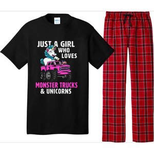 Just A Who Loves Monster Trucks And Unicorns Gift Pajama Set