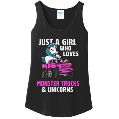 Just A Who Loves Monster Trucks And Unicorns Gift Ladies Essential Tank