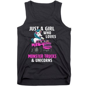 Just A Who Loves Monster Trucks And Unicorns Gift Tank Top