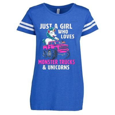 Just A Who Loves Monster Trucks And Unicorns Gift Enza Ladies Jersey Football T-Shirt