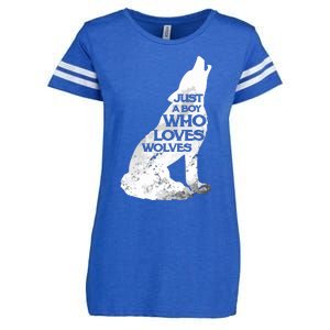 Just A Who Loves Wolves | Cute Lover Of Wolf Enza Ladies Jersey Football T-Shirt