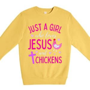 Just A Who Loves Jesus And Chickens Christian Cute Premium Crewneck Sweatshirt