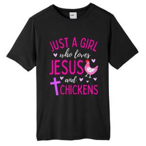 Just A Who Loves Jesus And Chickens Christian Cute Tall Fusion ChromaSoft Performance T-Shirt