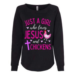 Just A Who Loves Jesus And Chickens Christian Cute Womens California Wash Sweatshirt