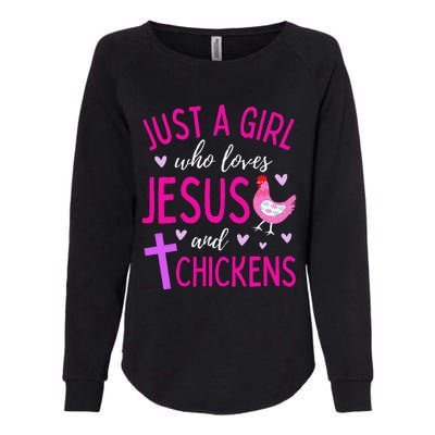 Just A Who Loves Jesus And Chickens Christian Cute Womens California Wash Sweatshirt