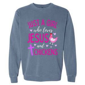 Just A Who Loves Jesus And Chickens Christian Cute Garment-Dyed Sweatshirt