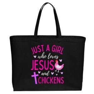 Just A Who Loves Jesus And Chickens Christian Cute Cotton Canvas Jumbo Tote