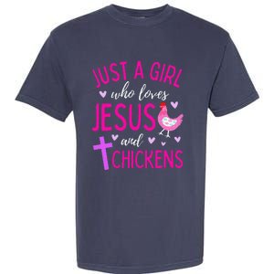 Just A Who Loves Jesus And Chickens Christian Cute Garment-Dyed Heavyweight T-Shirt