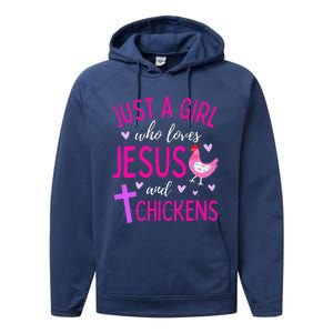 Just A Who Loves Jesus And Chickens Christian Cute Performance Fleece Hoodie