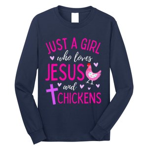 Just A Who Loves Jesus And Chickens Christian Cute Long Sleeve Shirt