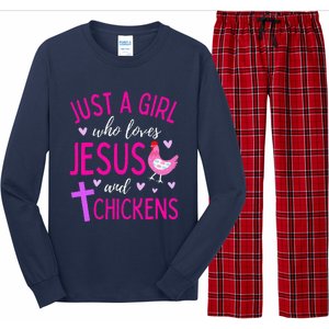 Just A Who Loves Jesus And Chickens Christian Cute Long Sleeve Pajama Set