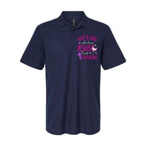 Just A Who Loves Jesus And Chickens Christian Cute Softstyle Adult Sport Polo